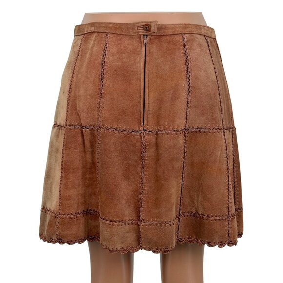 Free People Suede Patchwork High Waist Mini Skirt | Western Boho Coastal 70s 10 - Picture 7 of 16